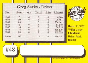 1990 Maxx #48 Greg Sacks Back