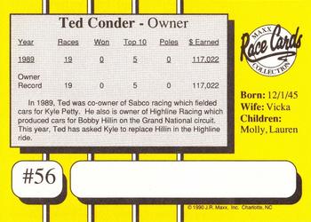 1990 Maxx #56 Ted Conder Back