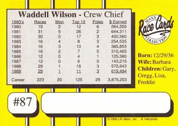 1990 Maxx #87 Waddell Wilson Back