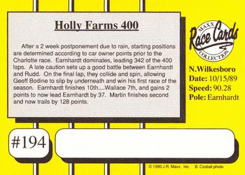 1990 Maxx #194 Holly Farms 400 Back