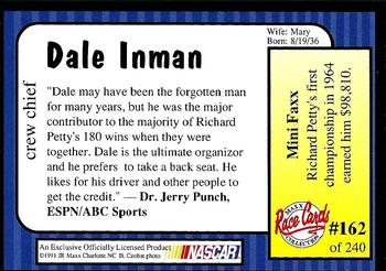 1991 Maxx #162 Dale Inman Back