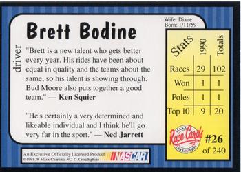 1991 Maxx #26 Brett Bodine Back
