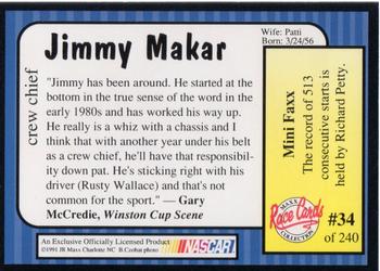 1991 Maxx #34 Jimmy Makar Back