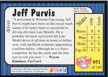 1991 Maxx #51 Jeff Purvis Back