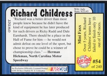 1991 Maxx #54 Richard Childress Back