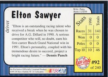 1991 Maxx #92 Elton Sawyer Back
