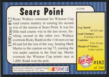 1991 Maxx #182 1990 Race #12-Sears Point Back