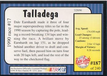 1991 Maxx #187 1990 Race #17-Talladega Back
