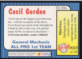 1991 Maxx #213 Cecil Gordon Back