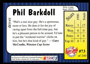 1991 Maxx Update #73 Phil Barkdoll Back