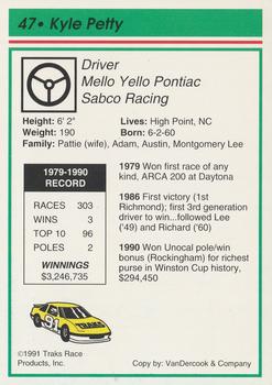 1991 Traks #47 Kyle Petty Back