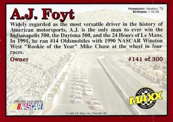1992 Maxx (Red) #141 A.J. Foyt Back
