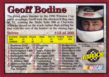 1992 Maxx (Red) #15 Geoff Bodine Back