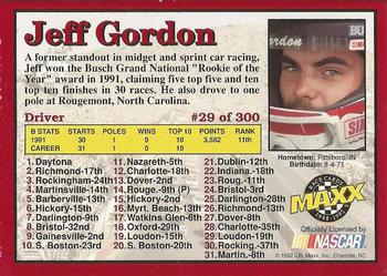 1992 Maxx (Red) #29 Jeff Gordon Back