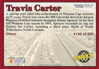 1992 Maxx (Red) #129 Travis Carter Back