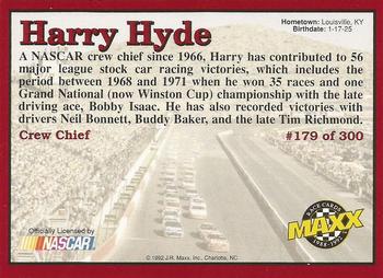 1992 Maxx (Red) #179 Harry Hyde Back
