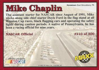 1992 Maxx (Red) #210 Mike Chaplin Back