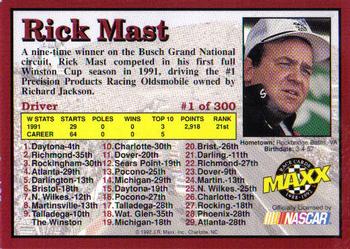 1992 Maxx (Red) #1 Rick Mast Back