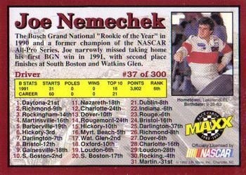 1992 Maxx (Red) #37 Joe Nemechek Back