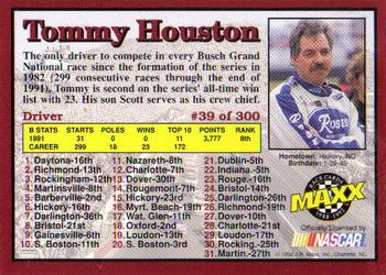 1992 Maxx (Red) #39 Tommy Houston Back