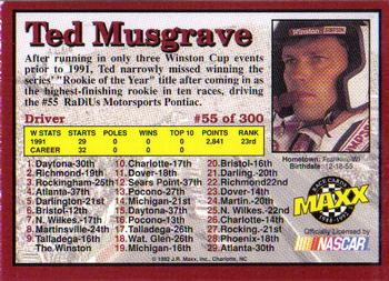 1992 Maxx (Red) #55 Ted Musgrave Back