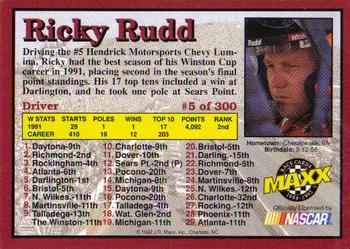 1992 Maxx (Red) #5 Ricky Rudd Back