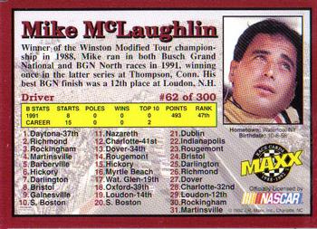 1992 Maxx (Red) #62 Mike McLaughlin Back
