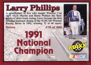 1992 Maxx (Red) #78 Larry Phillips Back