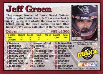 1992 Maxx (Red) #85 Jeff Green Back