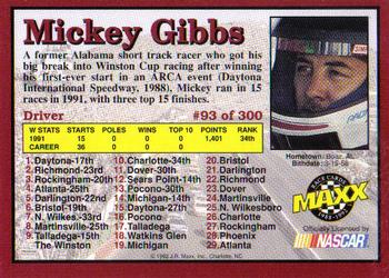 1992 Maxx (Red) #93 Mickey Gibbs Back
