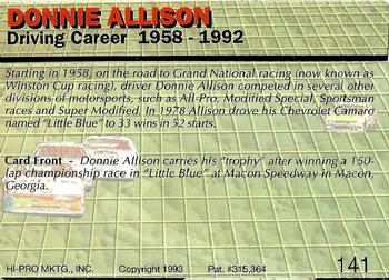1993 Action Packed #141 Donnie Allison Back