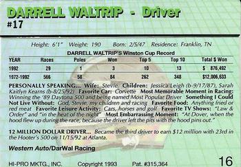 1993 Action Packed #16 Darrell Waltrip Back
