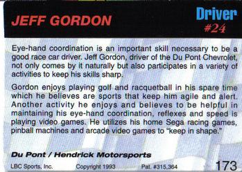 1993 Action Packed #173 Jeff Gordon Back