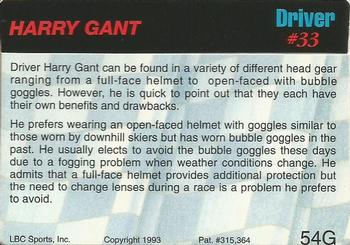 1993 Action Packed - 24K Gold #54G Harry Gant Back