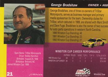 1993 Finish Line #21 George Bradshaw Back