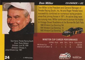 1993 Finish Line #24 Don Miller Back
