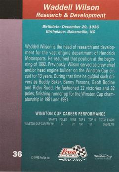 1993 Finish Line #36 Waddell Wilson Back