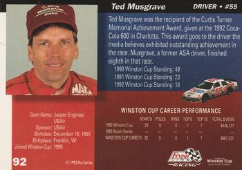 1993 Finish Line #92 Ted Musgrave Back
