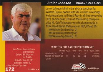 1993 Finish Line #172 Junior Johnson Back