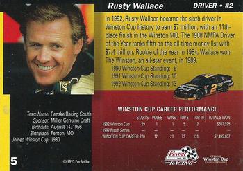 1993 Finish Line #5 Rusty Wallace Back