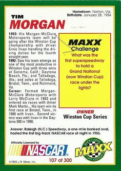 1993 Maxx #107 Tim Morgan Back