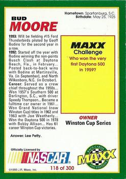 1993 Maxx #118 Bud Moore Back