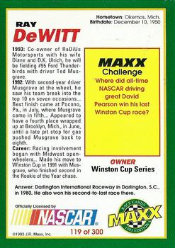 1993 Maxx #119 Ray DeWitt Back