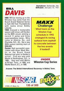 1993 Maxx #135 Bill Davis Back