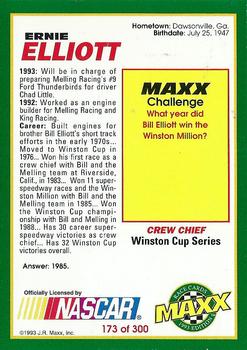 1993 Maxx #173 Ernie Elliott Back
