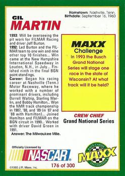 1993 Maxx #176 Gil Martin Back
