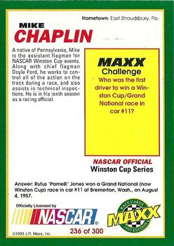 1993 Maxx #236 Mike Chaplin Back