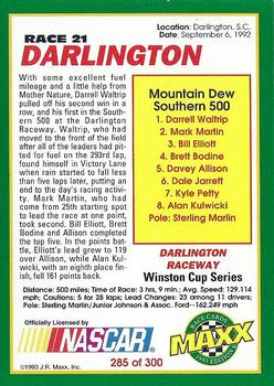 1993 Maxx #285 Darrell Waltrip Back
