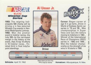 1993 Maxx Premier Plus #46 Al Unser Jr. Back