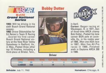 1993 Maxx Premier Plus #80 Bobby Dotter Back